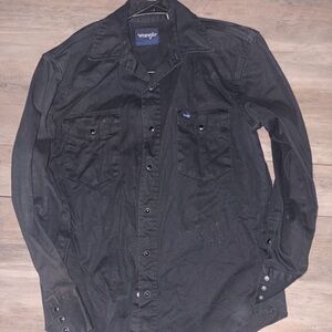 Wrangler Black Button-Up Shirt